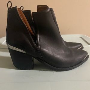 Black and silver booties